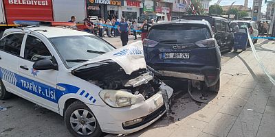 Çorum'da tafik kazası 2 polis yaralandı